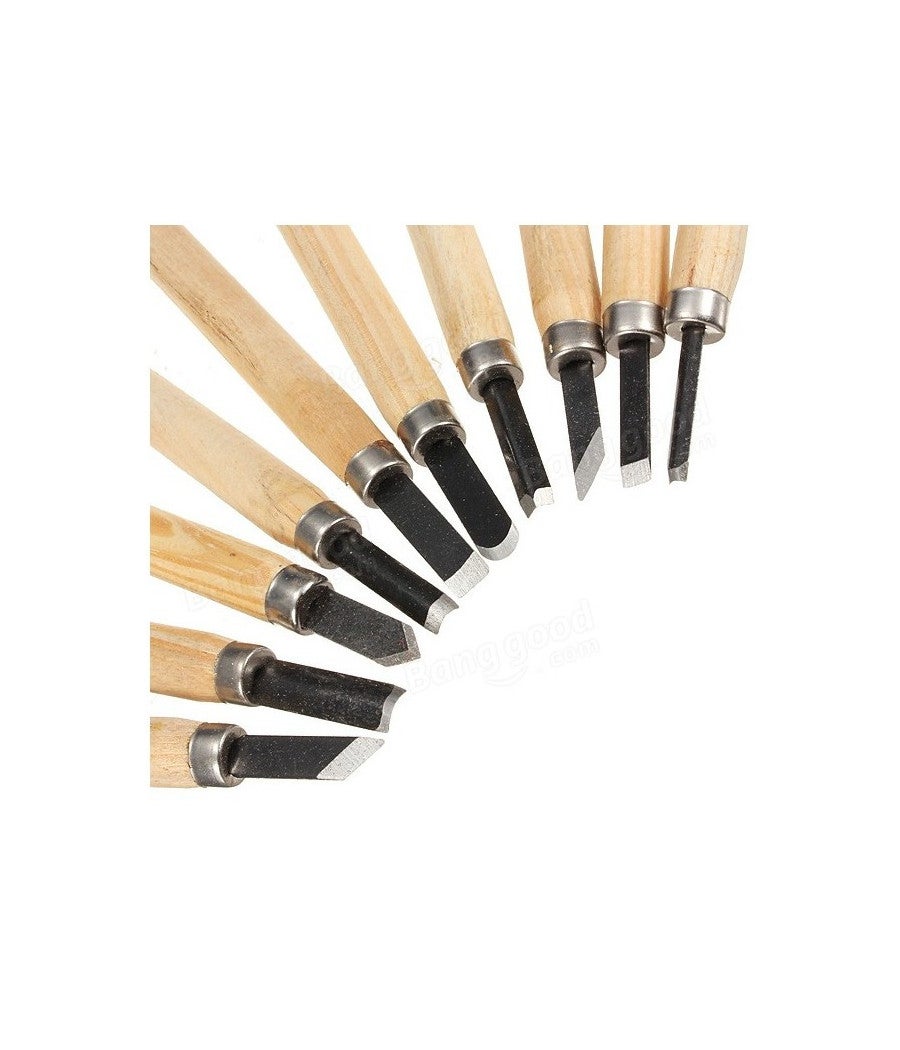 WUPYI Set Di 3 Scalpelli Per Tornio Legno Con Manico In Legno Di Faggio E Lame In Metalluro - Utensili Per Intaglio E Tornitura - 3