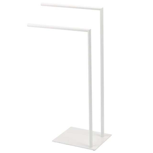 Porte-serviettes Sur Pied En Verre Blanc - Modèle Zero - 78x28x20 Cm - Finition Chromée - 3