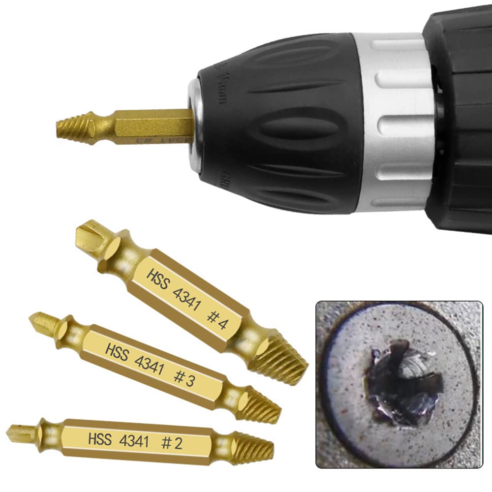 Kit d'Extraction de Vis Endommagées 5 Pièces en Acier HSS Revêtu Titane pour Retrait de Boulons et Vis Cassés - 7