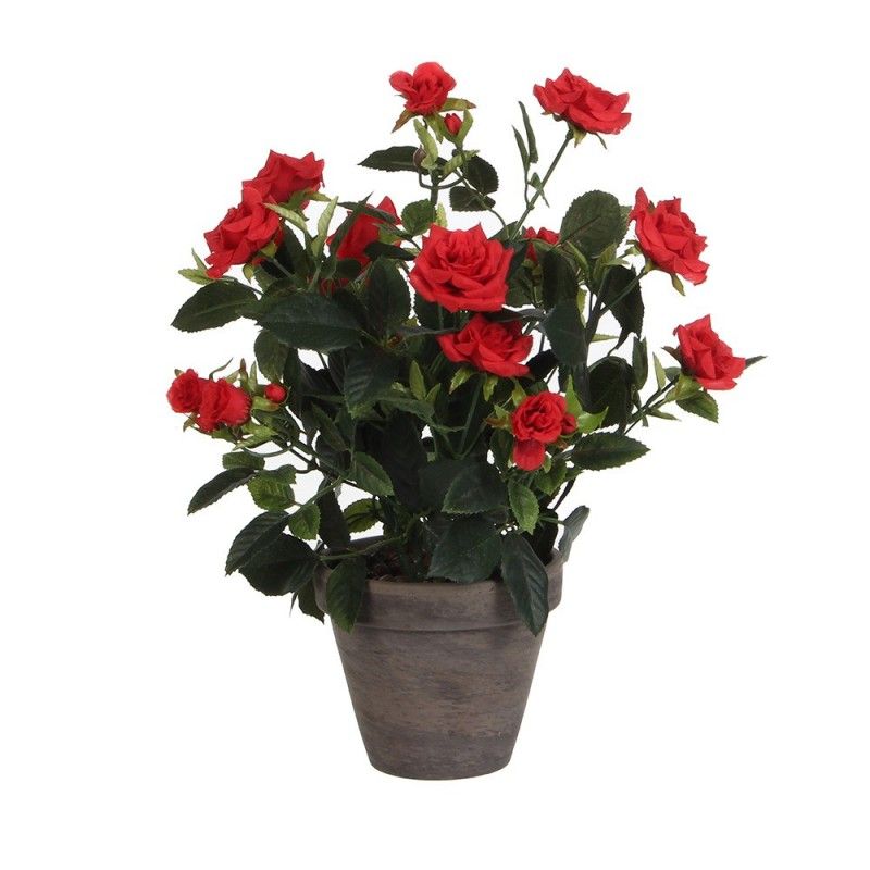 Sztuczna czerwona róża w doniczce, MICA DECORATIONS, wys. 33 cm - 7