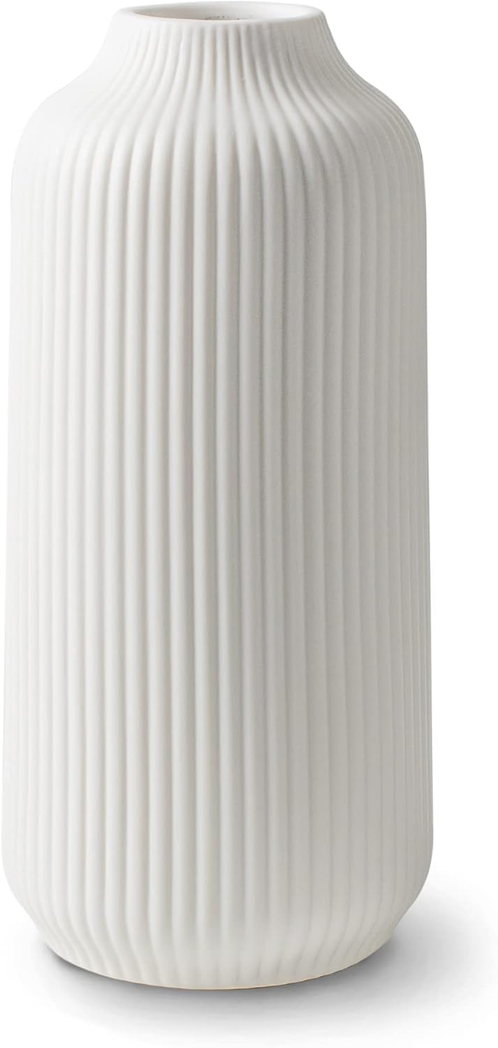 Wazon ceramiczny w stylu nordyckim, duży wazon dekoracyjny na trawę pampasową jako dekoracja w stylu boho, matowobiały wazon 18 cm