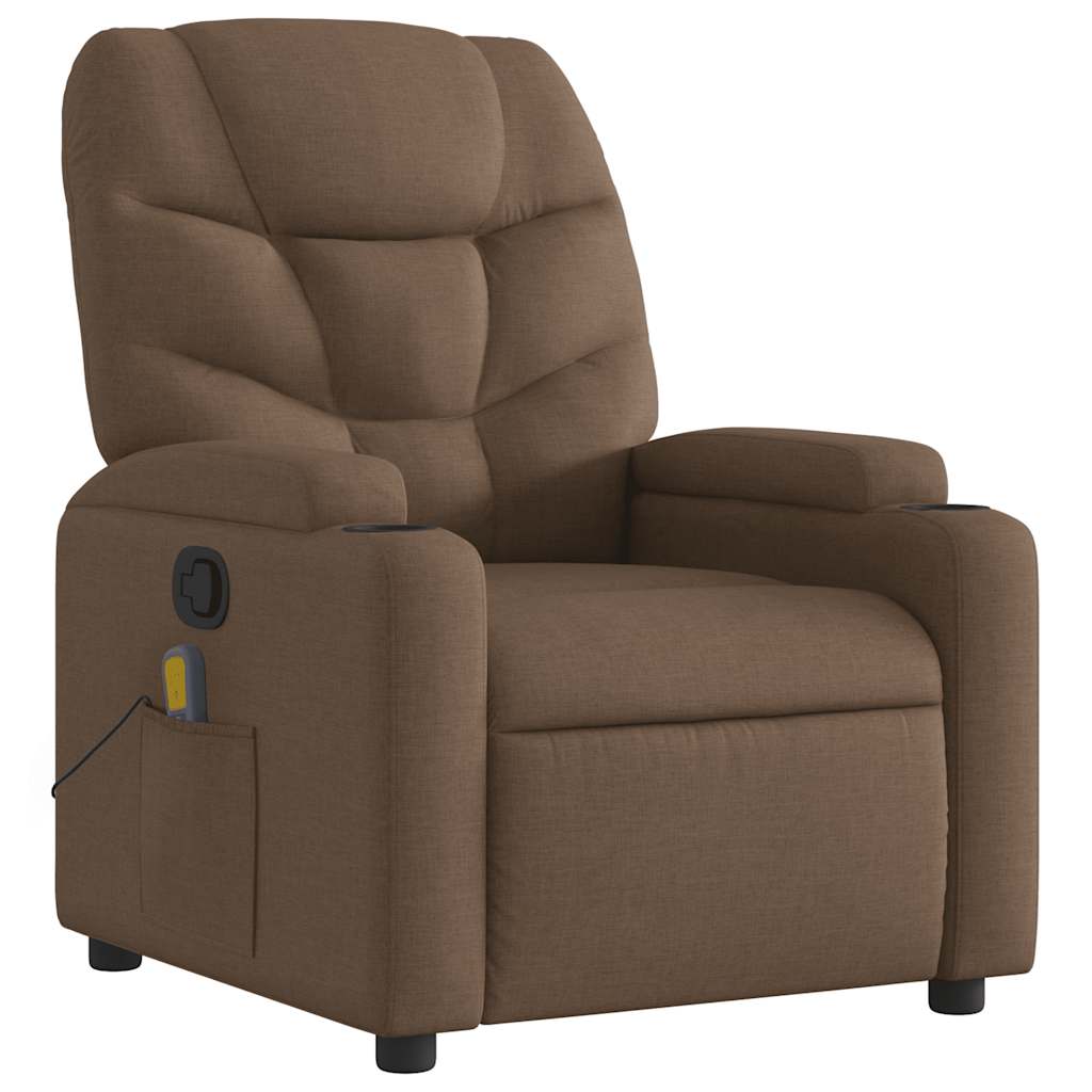 vidaXL Fauteuil de massage inclinable Marron Tissu - 3