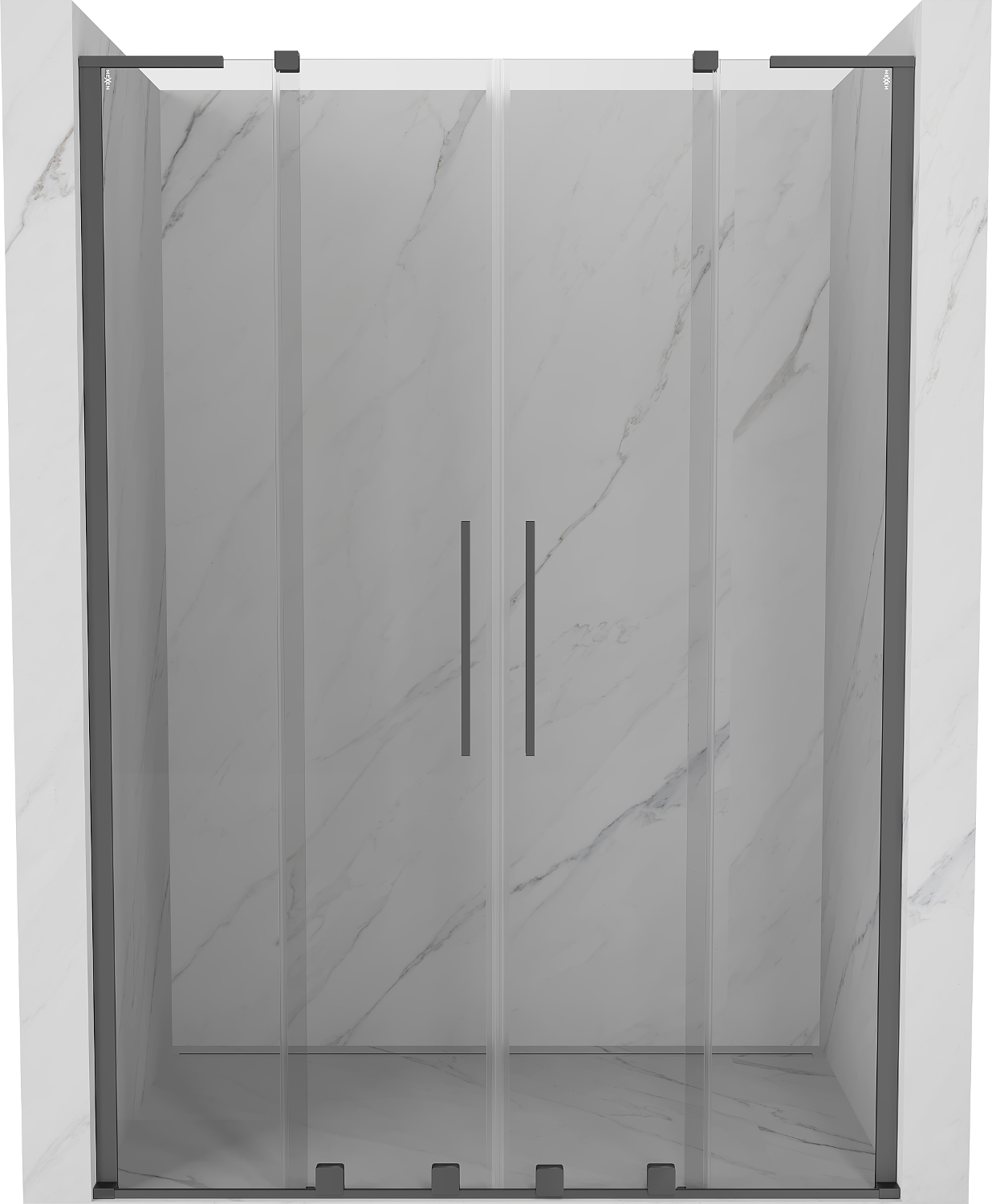 Mexen Velar L Duo drzwi prysznicowe rozsuwane 140 cm, transparent, gun metal - 871-140-003-02-95