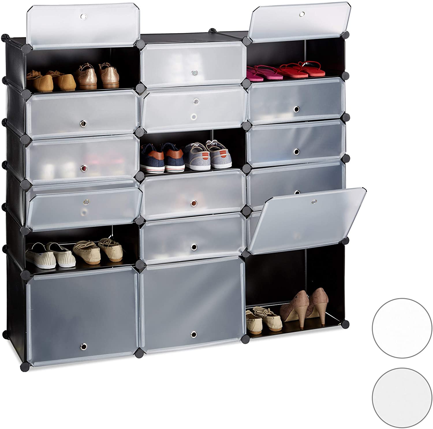 Relaxdays Meuble Chaussures étagère 6 Casiers Système Plug-in Portes Armoire Rangement HxlxP: 52 X 37 X 9 Cm, Blanc - 8