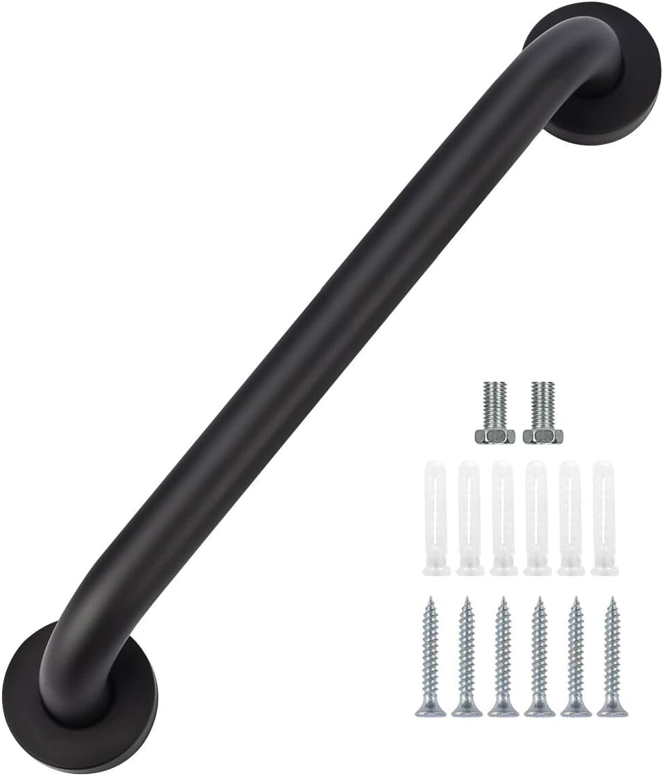 Uchwyt bezpieczeństwa prysznicowy, antypoślizgowy, odpowiedni do łazienki, wanny i toalety (czarny), 40 cm