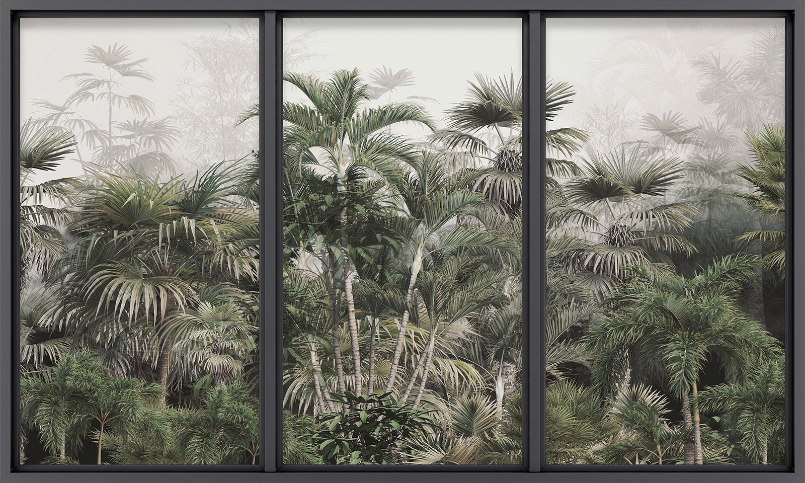 Papier peint panoramique intissé décoratif Trompe l'oeil baie vitrée - Jungle - L195 cm x H117 cm - 2