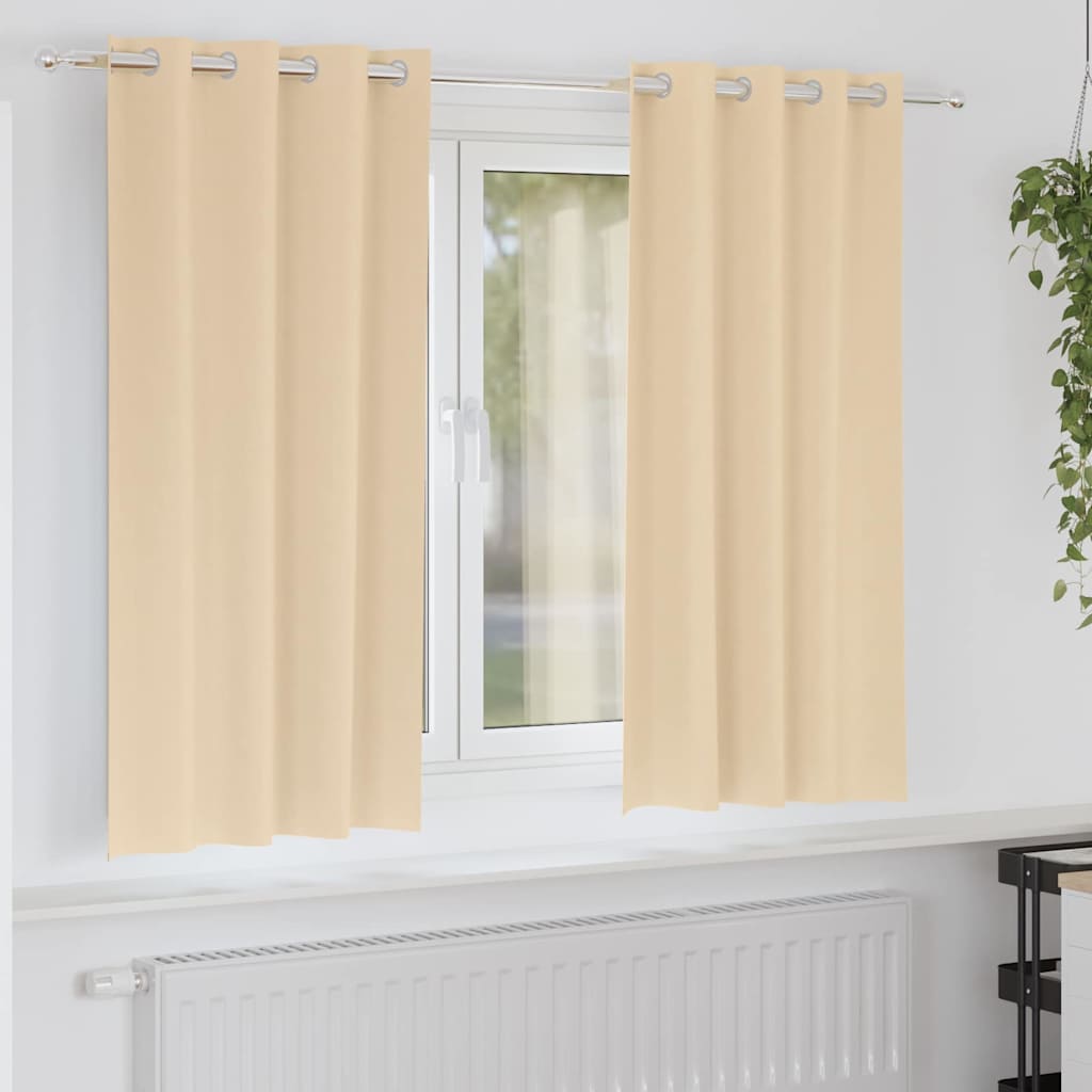 Firany blackout z kółkami 2 pcs Kremowy 175 x 140 cm Poliester vidaXL