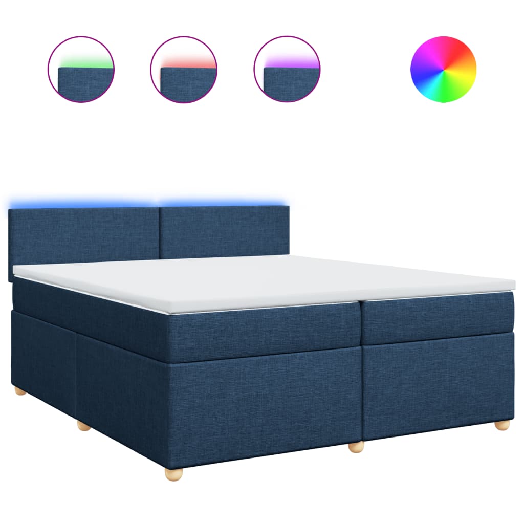 Maison Exclusive - Sommier à lattes de lit avec matelas Bleu 200x200 cm Tissu - 2