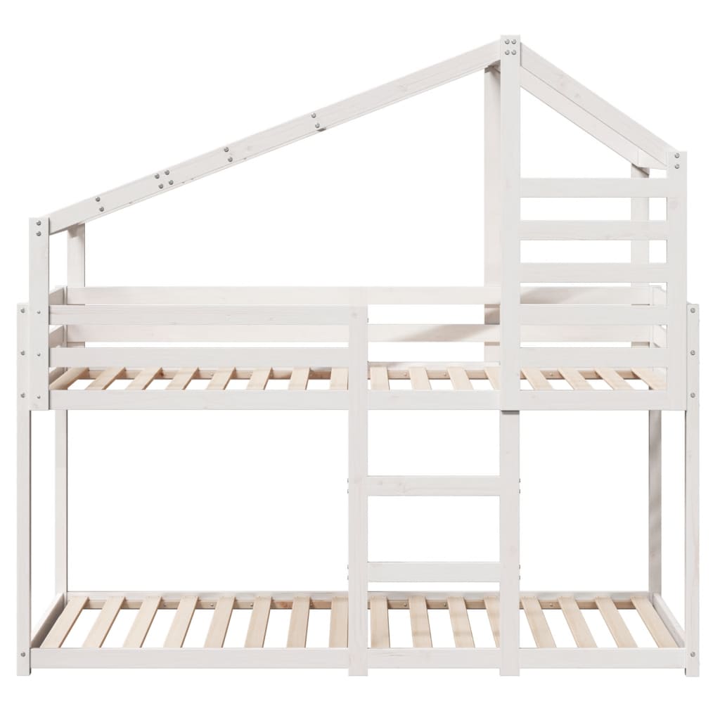 Lit superposé avec toit blanc 75x190 cm bois massif de pin - 4