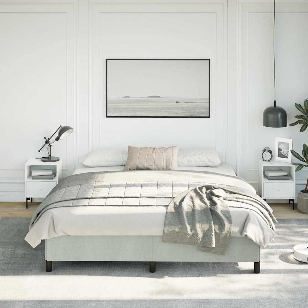 Cadre de lit sans matelas, gris clair, California, velours - 3