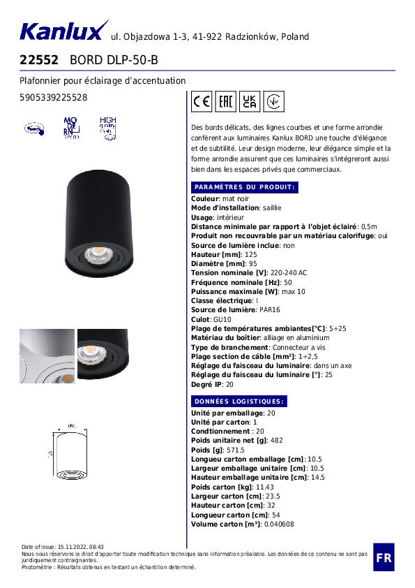 Plafonnier rond aluminium – Accentuation – Noir mat – GU10 – Ø95mm - 11