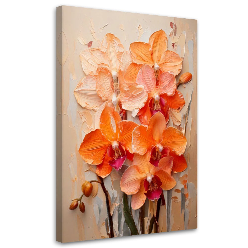 Obraz do salonu, Storczyki Pomarańczowe Impasto 60x90