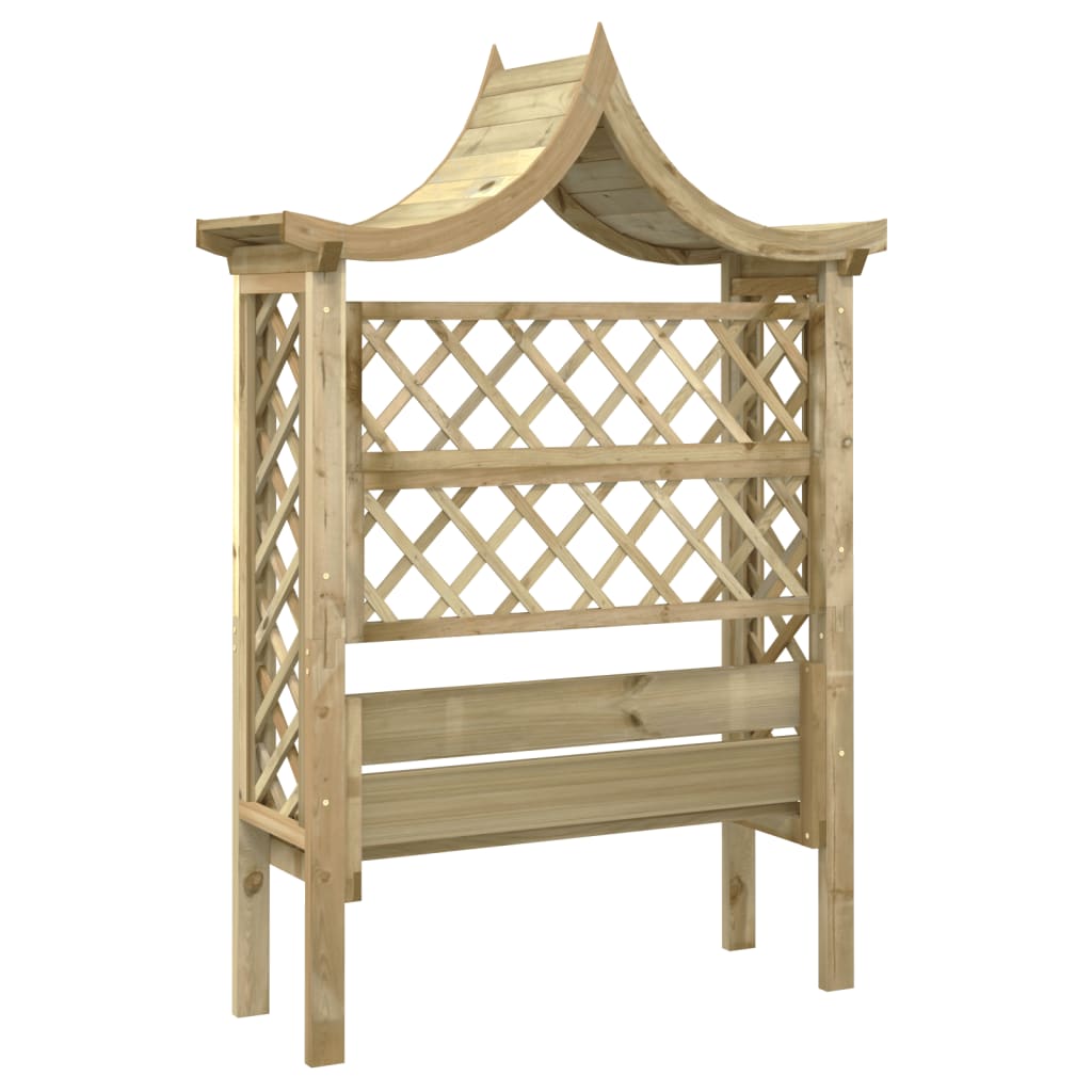 Tonnelle de jardin | Pergola de jardin avec toit et banc Bois de pin imprégné CFW310778 - 6