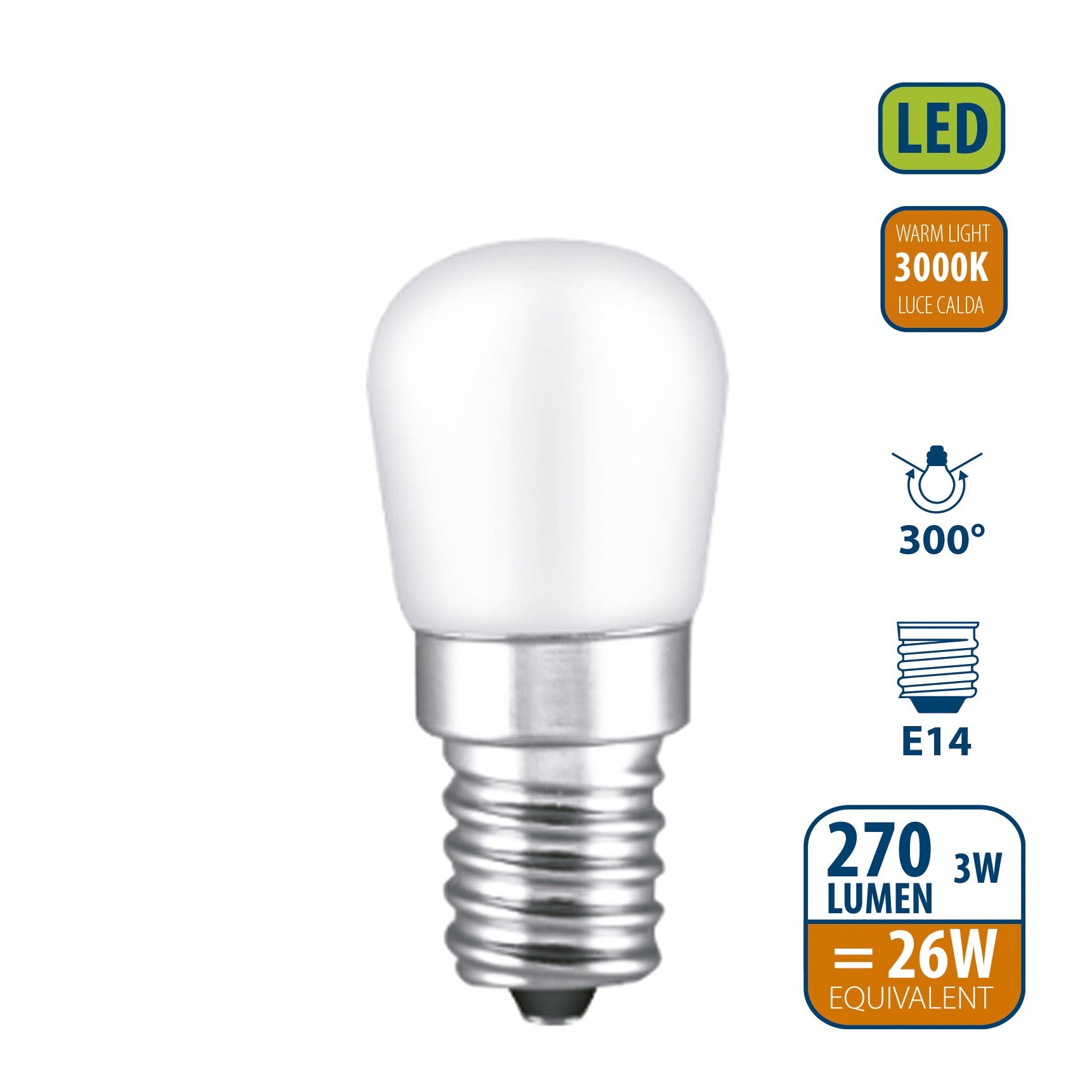 Ampoule LED SMD ST26, 3W / 270lm, culot E14, 3000K. Spéciale frigo - 9