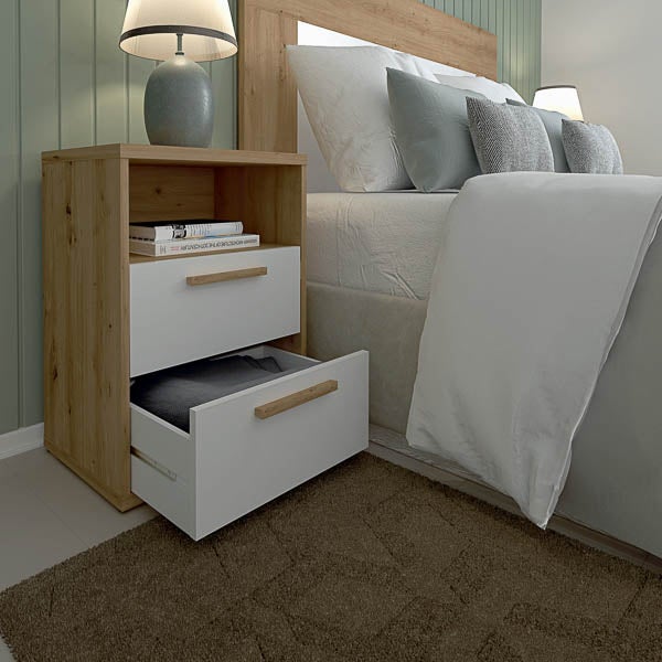 MDF Y Pino Resistente Mesita De Noche HOMCOM Con 3 Cajones - Mesa Auxiliar Blanca Para Dormitorio O Salón, Moderna Y Con Almacenaje Mesilla De Noche