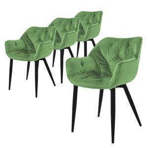 Set Di 4 Sedie Da Pranzo In Velluto A Righe – Imbottite, Con Gambe In Metallo, Design Scandinavo, Per Cucina E Soggiorno - 3