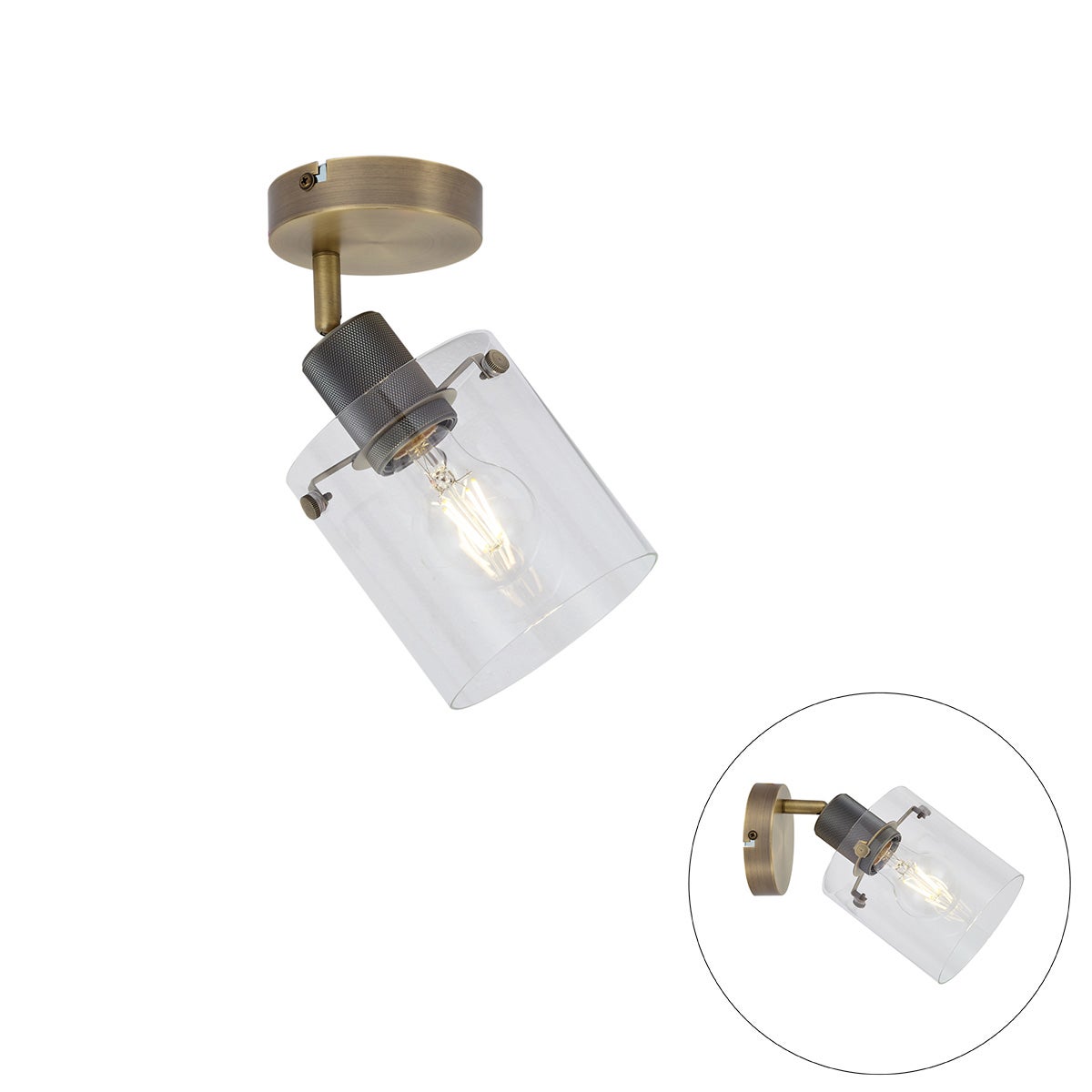 Qazqa nowoczesny reflektor sufitowy 1-punktowy - Domo - brąz, max. 15w, kompatybilny z żarówką LED, e27, 24cm, IP20 oświetlenie
