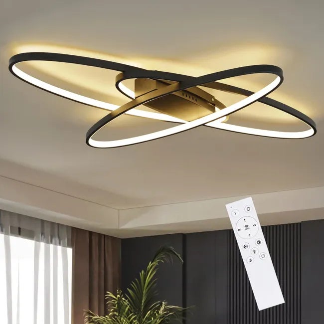 Plafonnier LED Linéaire Moderne 80-120 Cm – 3 Couleurs, Intensité Variable, Finition Noir/blanc, Pour Salon/cuisine - 10