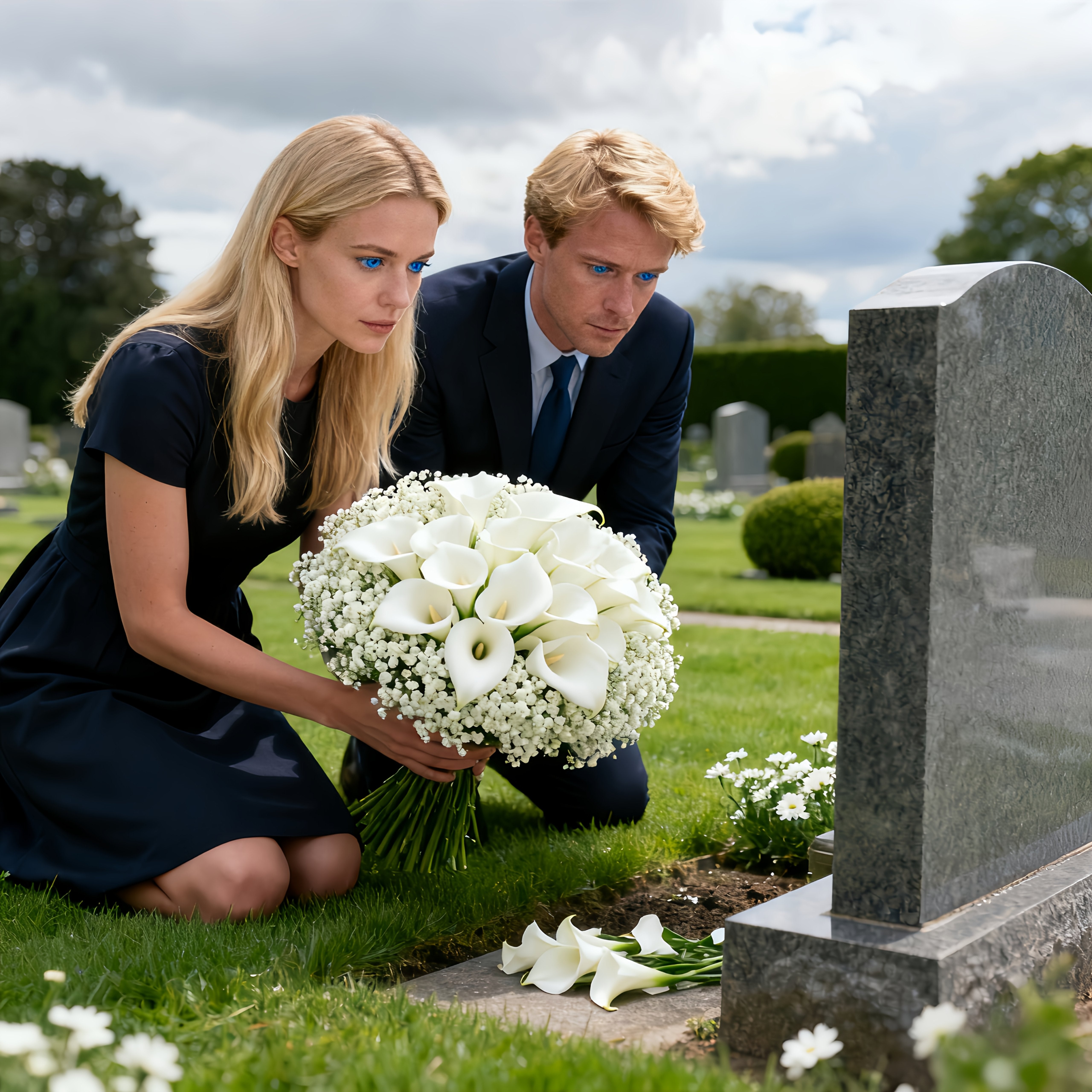 Lot de 30 fleurs artificielles pour cimetière, composé de 10 arums blancs et de 20 gypsophiles, idéal pour les tombes. - 4