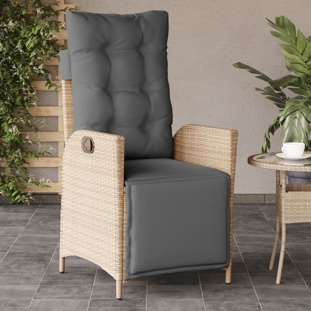 Chaise inclinable de jardin et repose-pied mélange beige rotin | Leroy ...