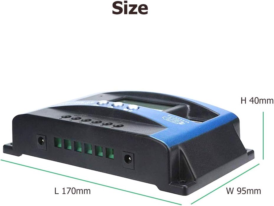 Contrôleur de charge solaire 40 ampères pour panneaux solaires automatiques et batteries 12V/24V, avec écran LCD et deux ports USB 5V. - 3