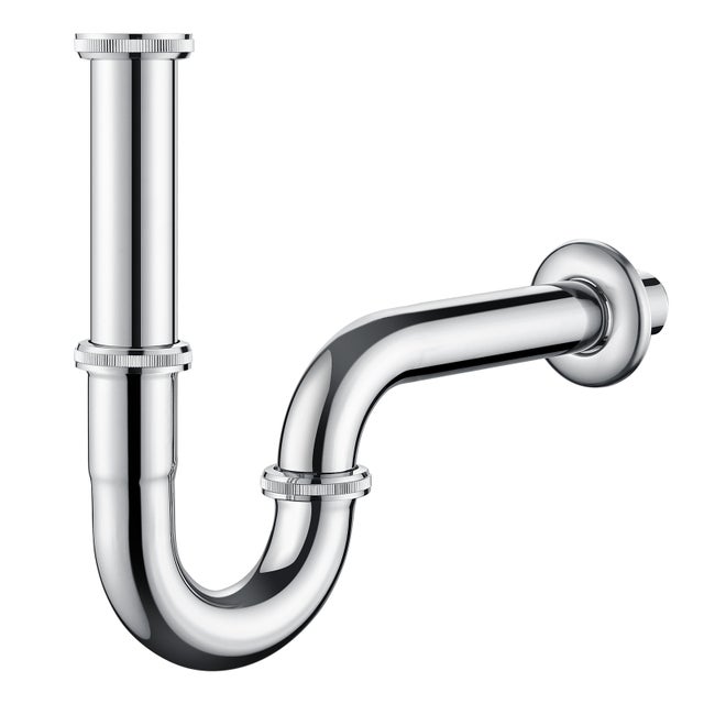 AURALUM MAX Siphon de Lavabo Forme U Tube de Siphon en Acier Inoxydable Chromé Anti-odeurs Siphon Ø32 mm Accessoire de Salle de Bain