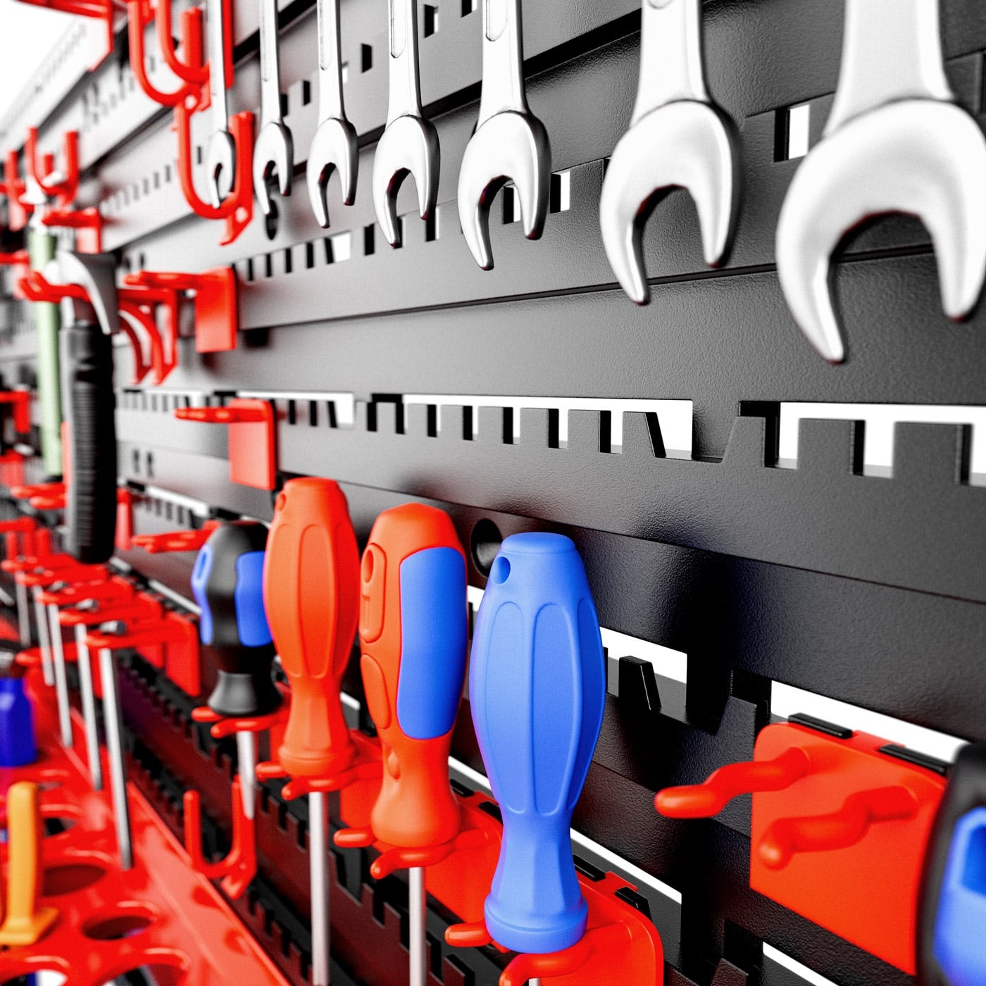 MONZANA® Panneau mural de rangement pour outils 54 pièces portes-outils plastique bricolage rangement atelier - 6