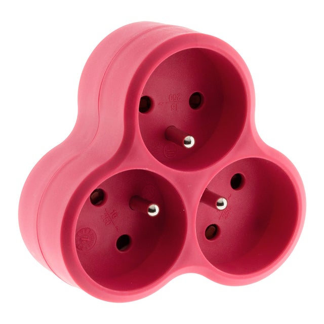 Multiprise triplite triangulaire 16A - Rouge - Zenitech