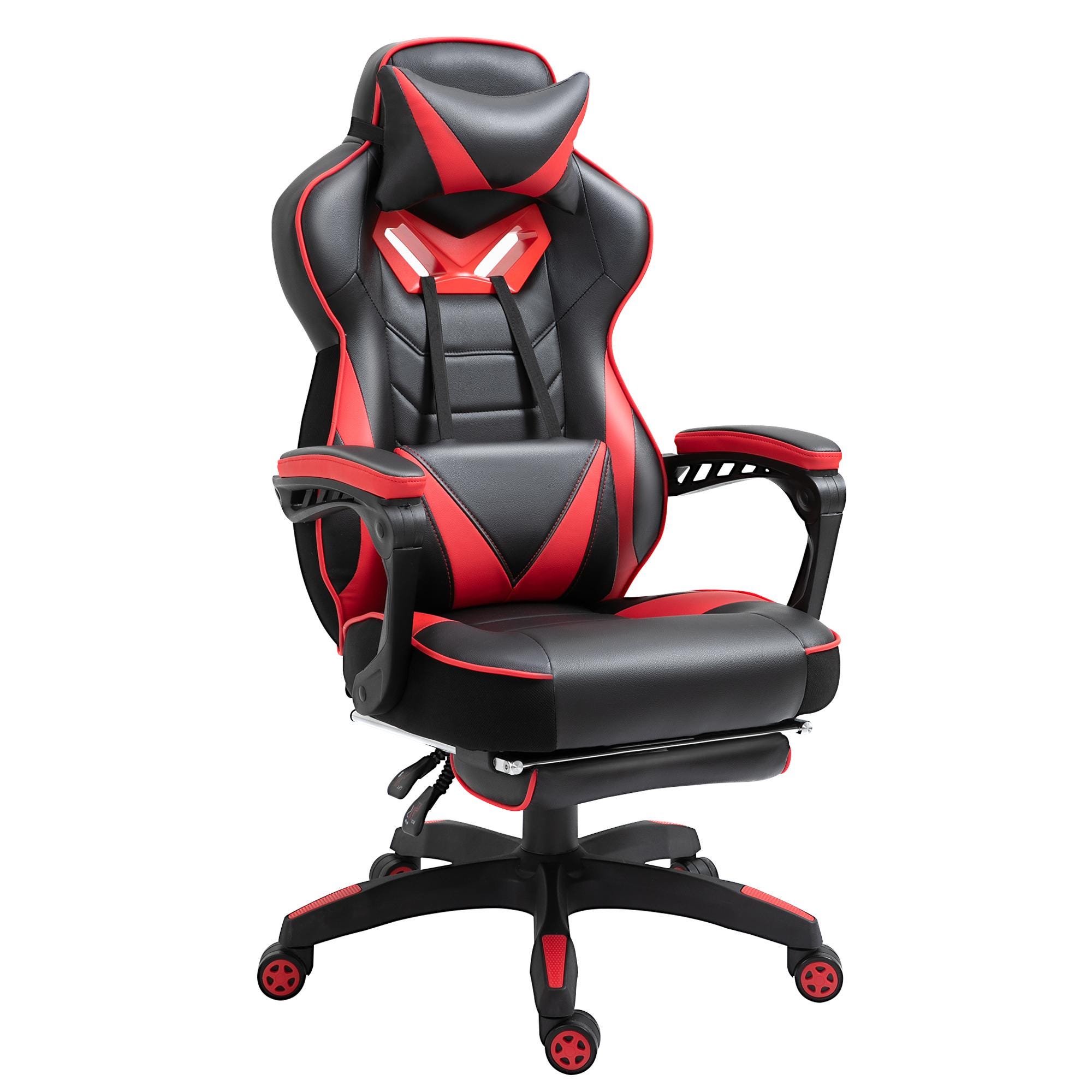Sedia Da Ufficio Sedia Da Gaming HOMCOM Ergonomica - Reclinabile Con Supporto Lombare, Poggiatesta E Ruote Sedia Da Gioco Con Poggiatesta