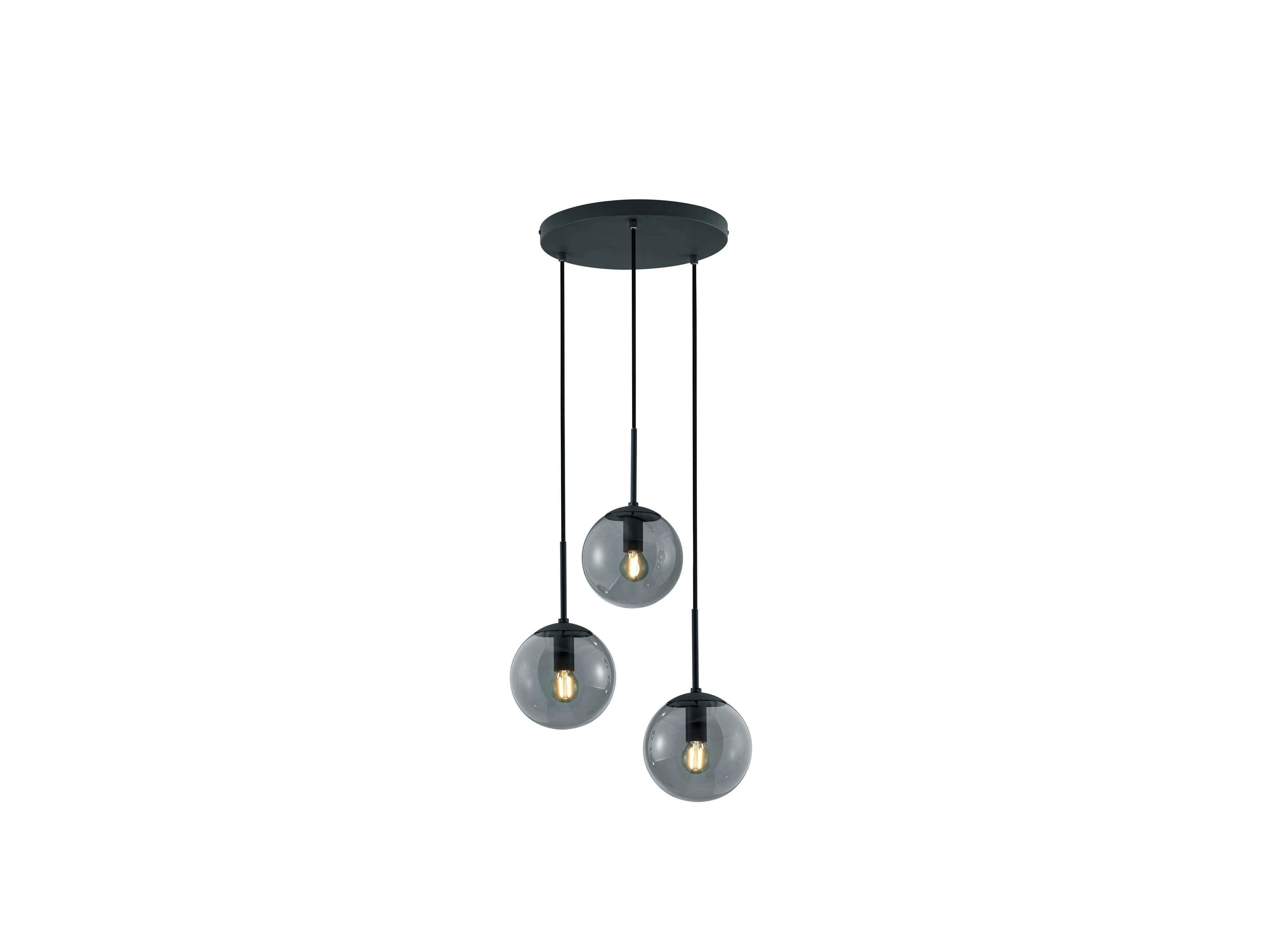 Lampa wisząca BALINI czarna-dymione szkło 3 x E14 x 28W wym:150x30x30cm Trio