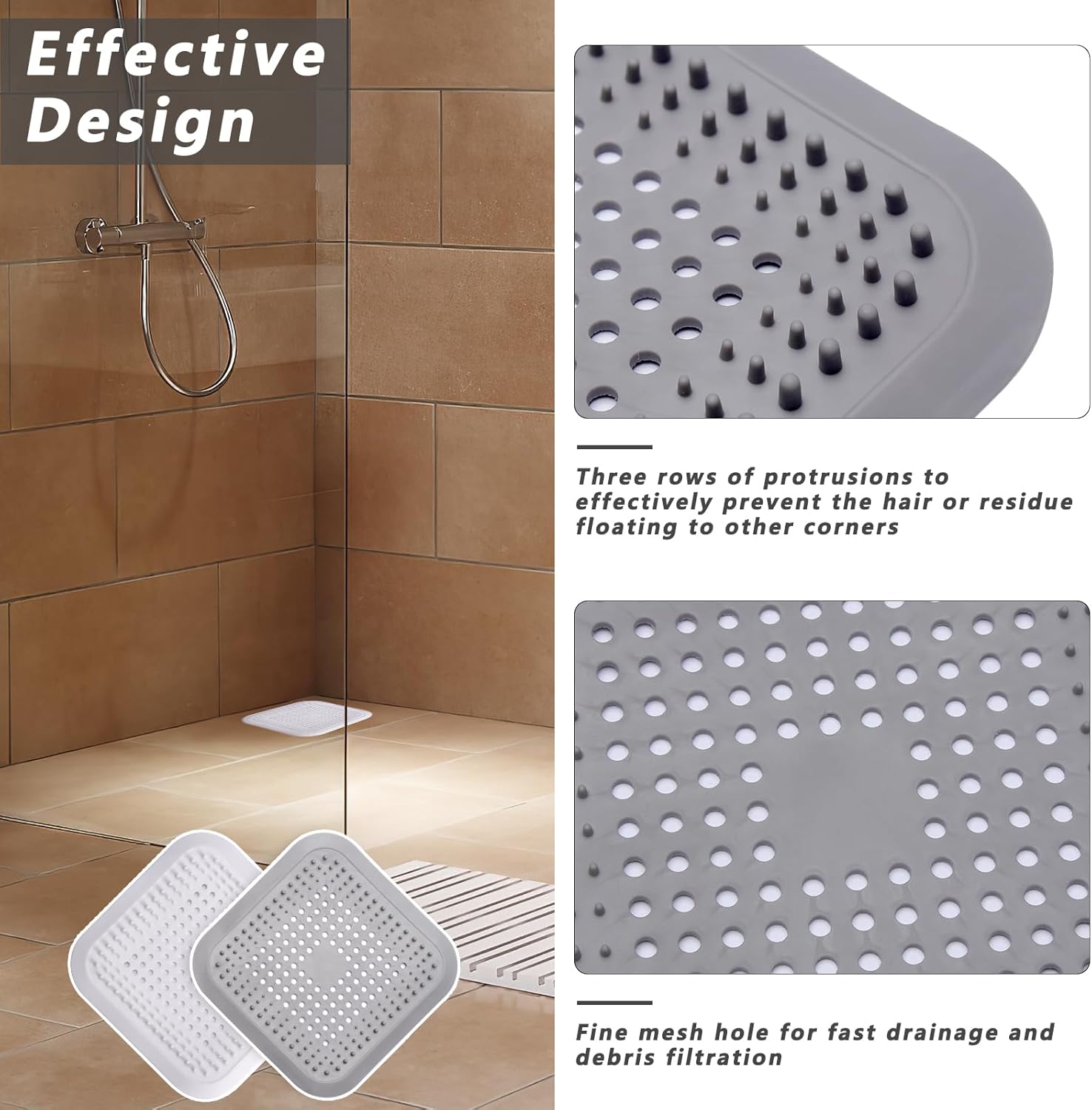 2 Pezzi Di Protezione Per Scarico In Silicone, Filtro Per Lavandino Con Ventosa Per Capelli In Vasca Da Bagno Doccia Scarico Cucina Bagno Lavanderia 92080430