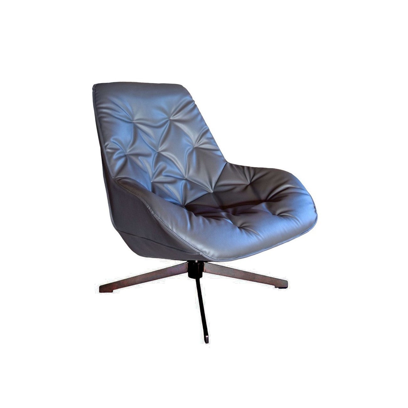 Fauteuil Lounge Capitonné 'Capiton' KOKOON DESIGN – Simili Cuir Rouge, Pieds Chromés
