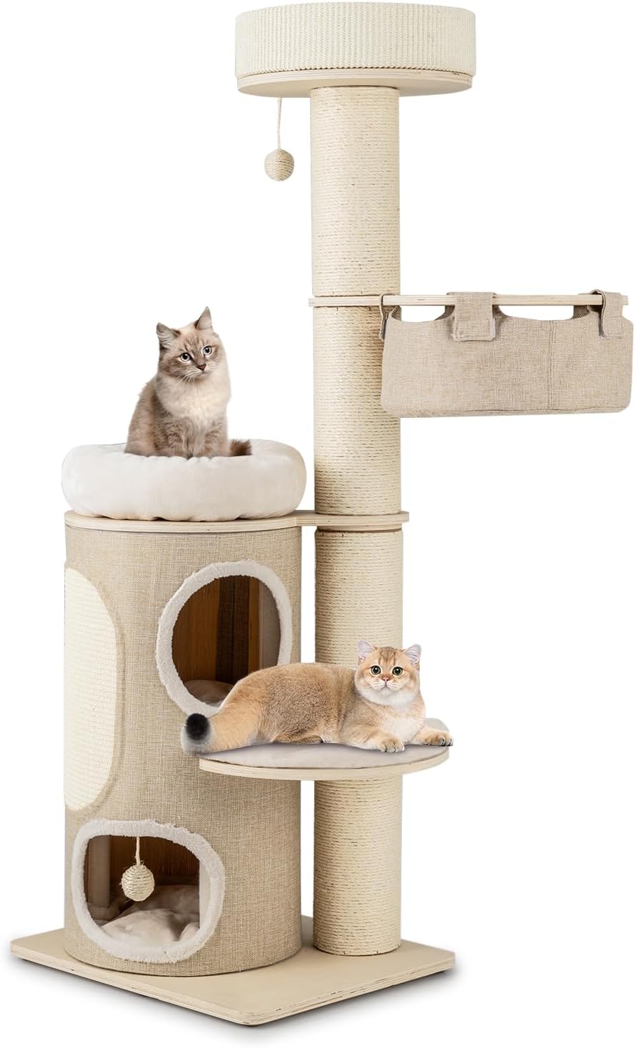 COSTWAY Arbre à Chat 154 cm, Tour Chat Griffoir, Poteaux à Griffer 14 — free download