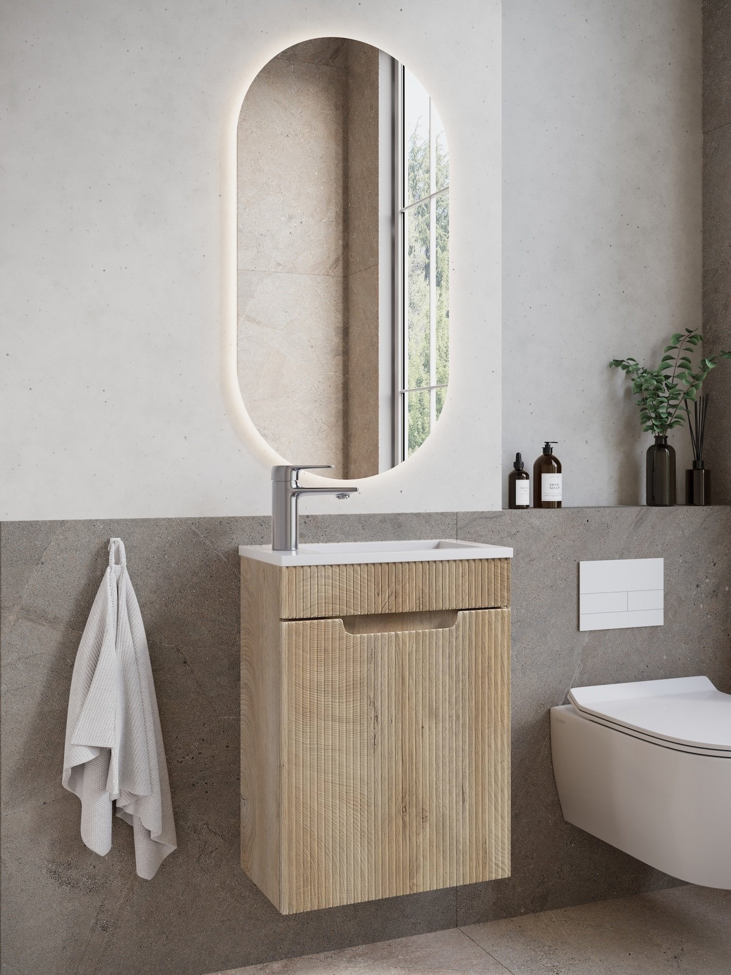 Meuble Lave-mains Thermis 40 x 22 cm Chêne Clair - - 3