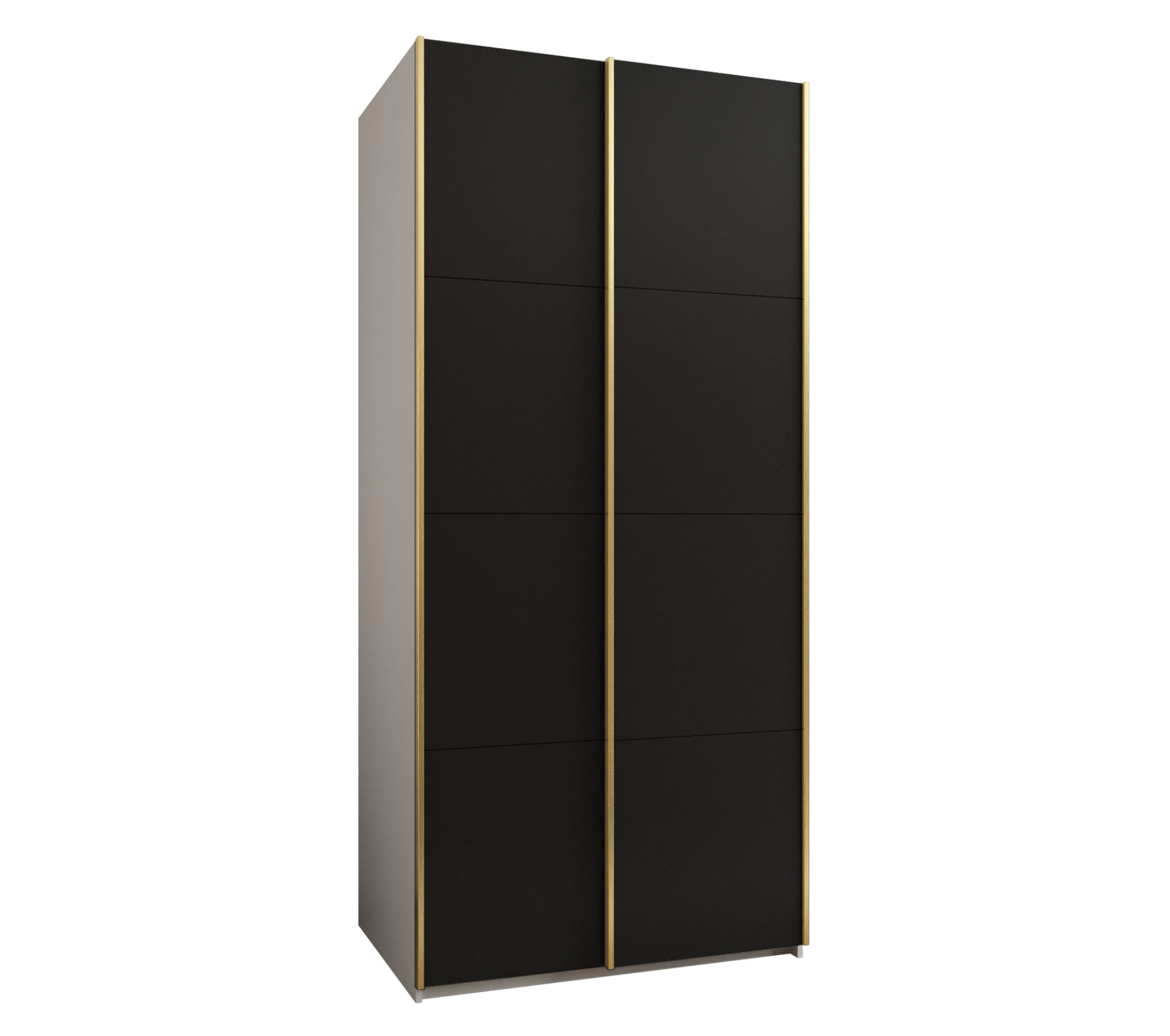 Szafa przesuwna wysoka Lux 1 110 x 64 x 245,5 cm biały + czarny + u. złoty - Abiks Meble