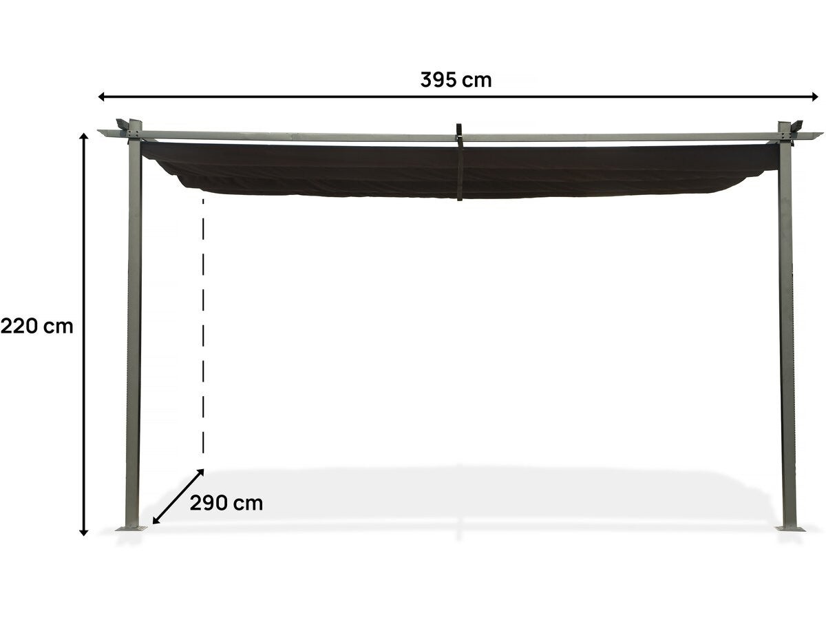 Pergola adossée avec toit rétractable - 3 x 4 m - Gris anthracite - 3