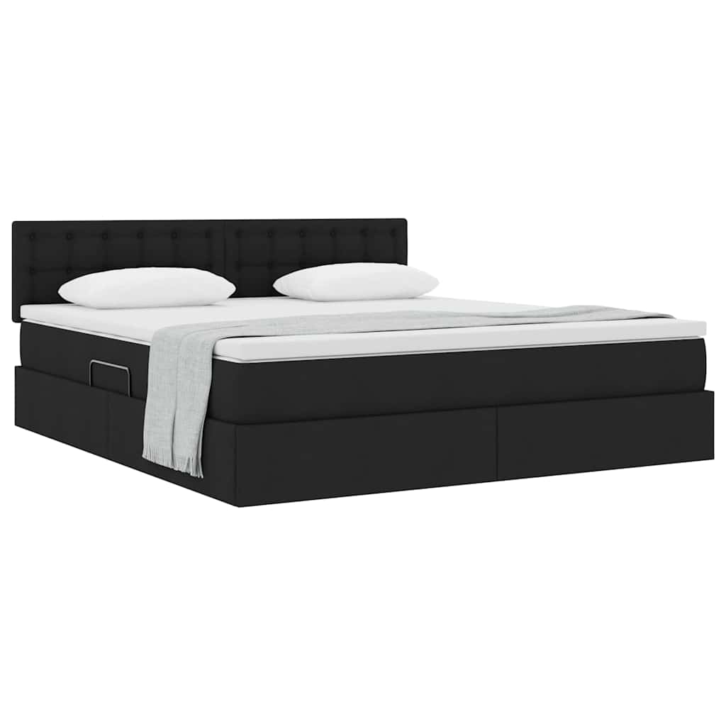 Lit avec rangement et matelas noir 180 x 200 cm en velours - 3