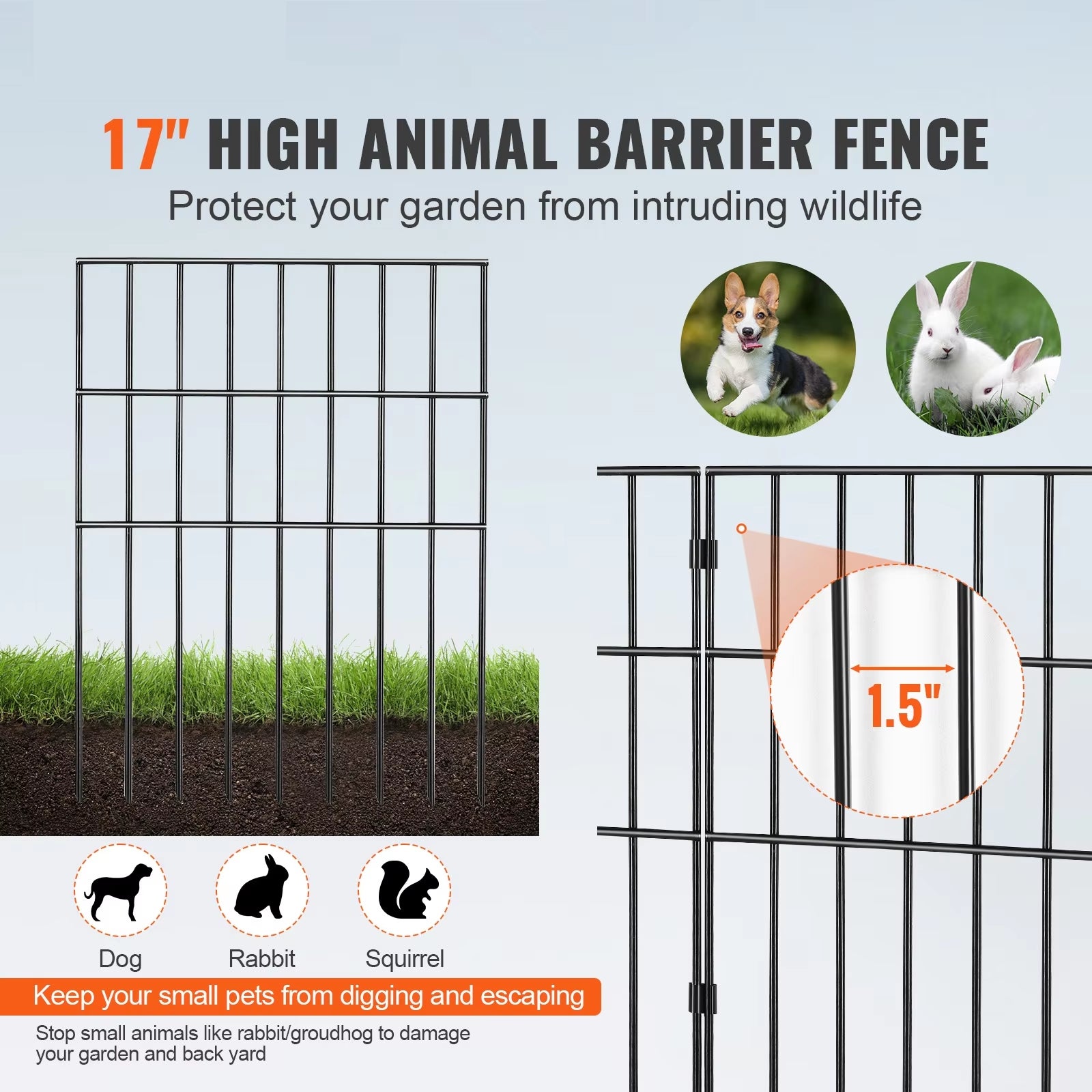 BEXTCOK - Cerca de jardim sem necessidade de escavação, 28 peças, rede de proteção contra animais, cerca decorativa para pátio (33 x 44 cm) - 4