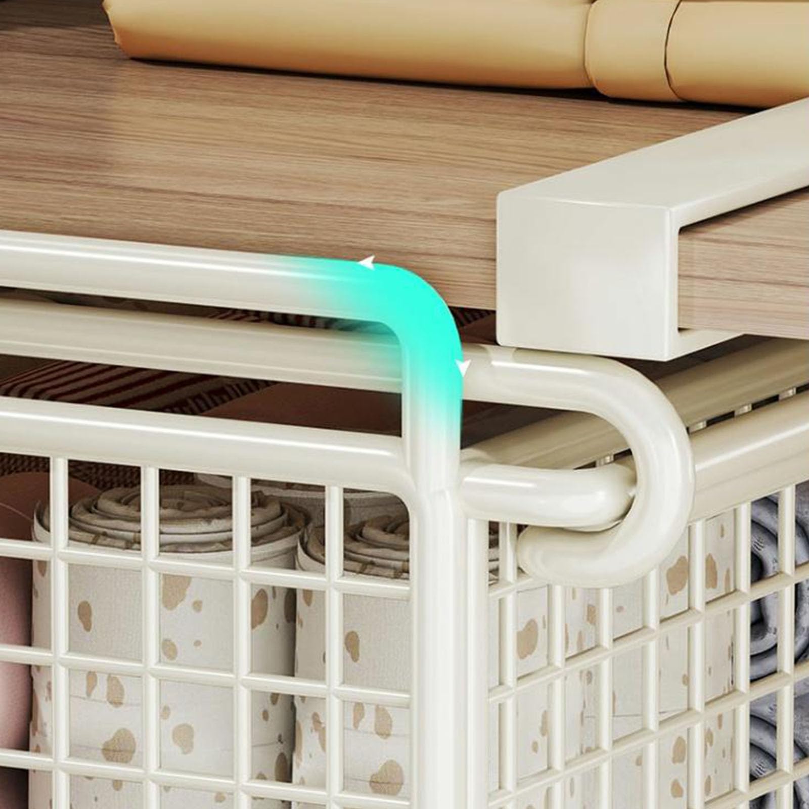 Panier de rangement suspendu métallique coulissant sous étagère multifonctionnel pour vêtements,économie d'espace,organisateur de garde-robe L - 7