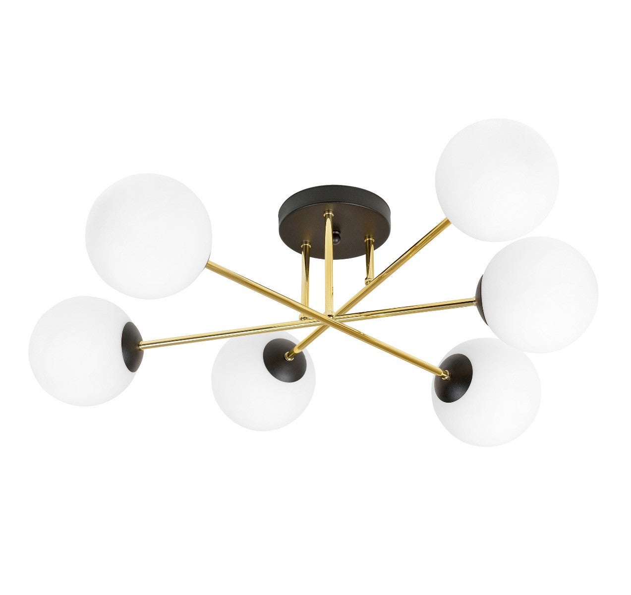 Lampa wisząca Magnum złoto-biała-czarna 6xE14x10W wym: 26 x 75 cm szkło Emibig