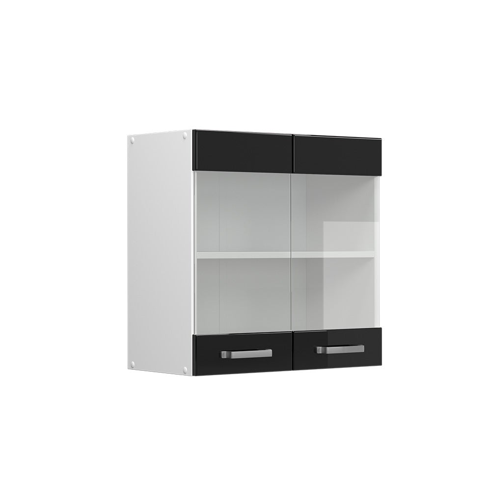 Vicco Szklana szafka kuchenna R-Line, Czarny wysoki połysk, 60 cm