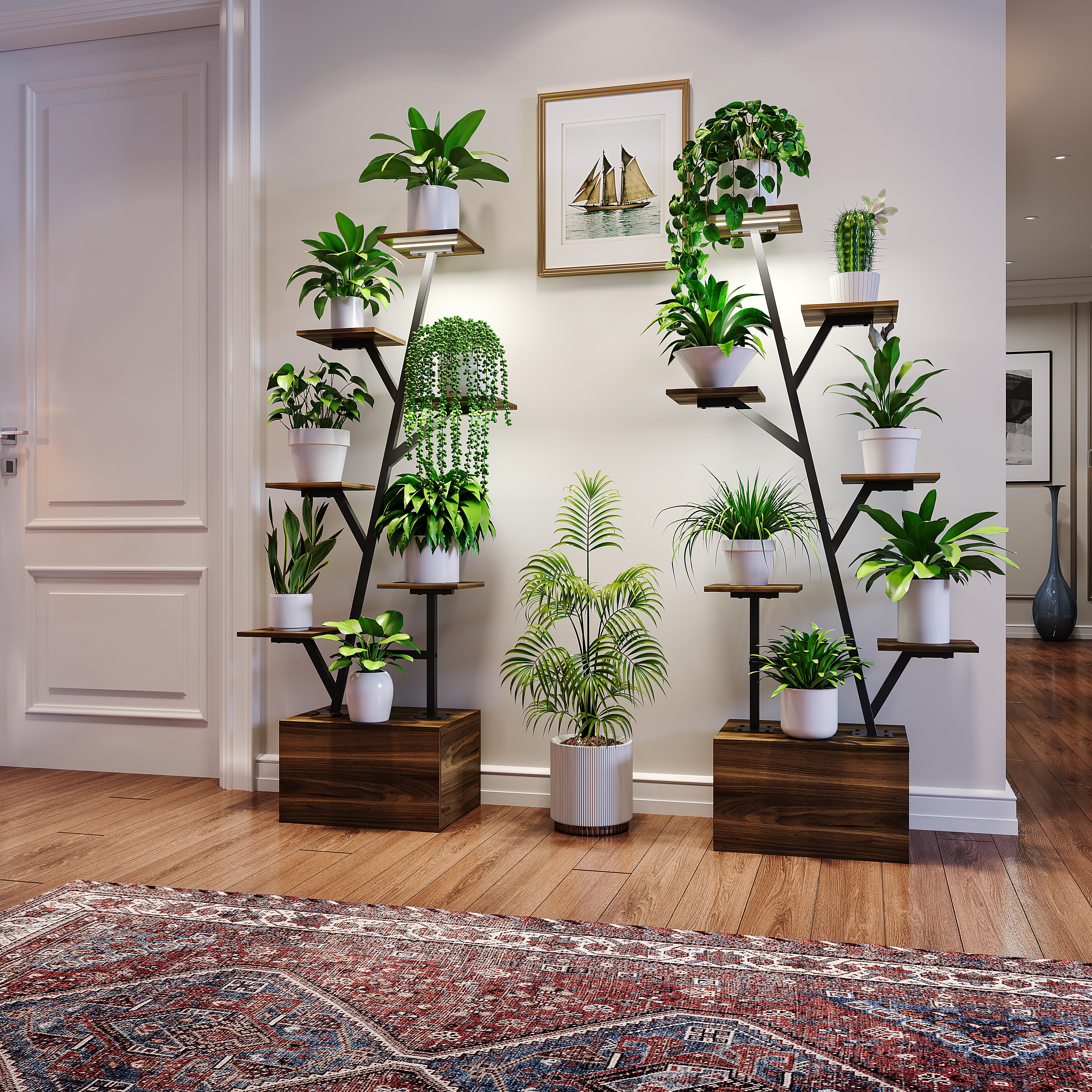 Support Plantes Intérieur avec Lampe de Croissance, Lot de 2, Étagère Porte Plantes 12 Niveaux Métal, 140 cm de Haut pour Plante D'intérieur - 7