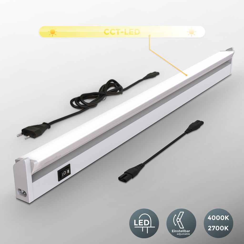 Barre LED Sous Meuble B.K.Licht - Éclairage Cuisine Réglable Blanc Chaud/Neutre 54.7cm