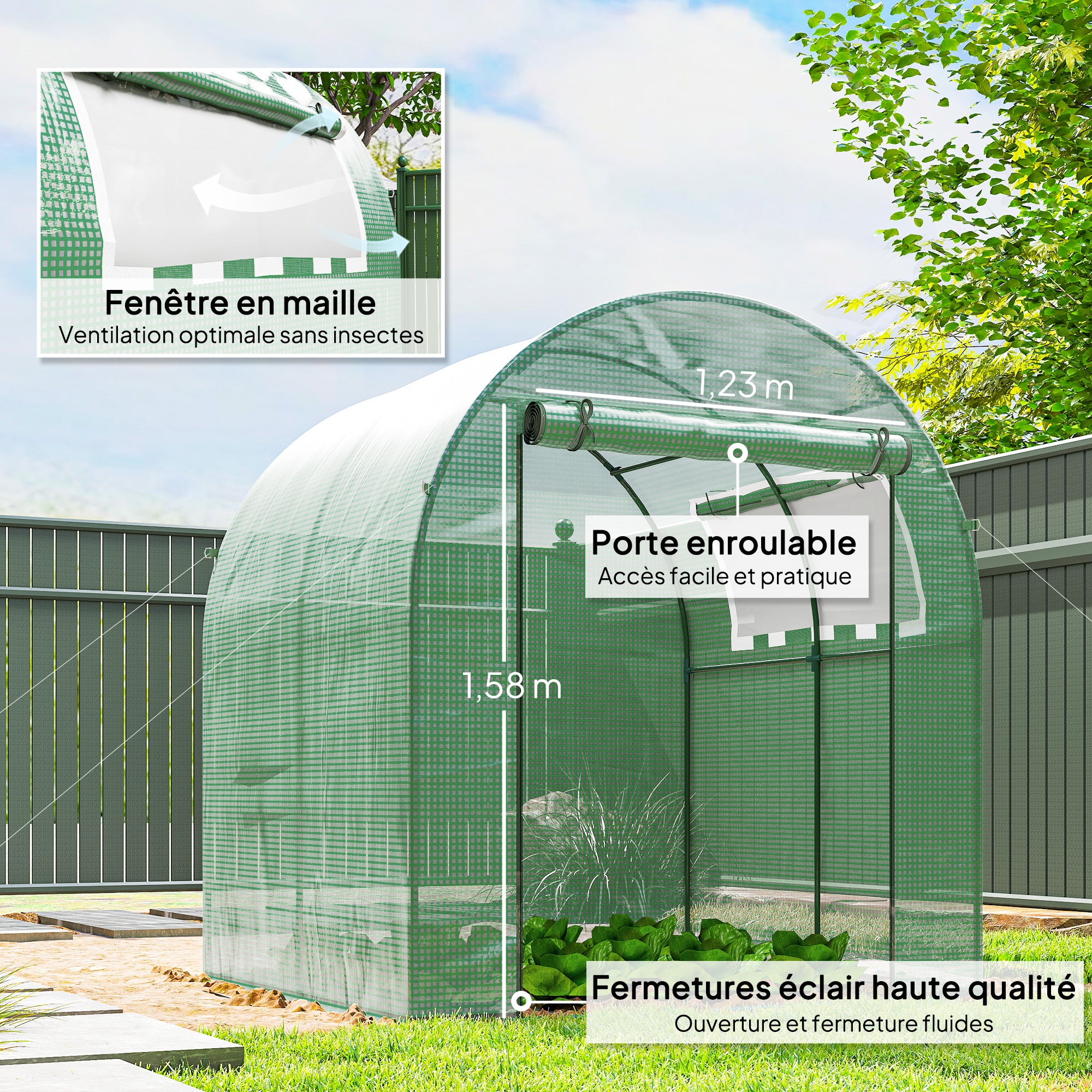 Serre tunnel de jardin PE Outsunny - 6