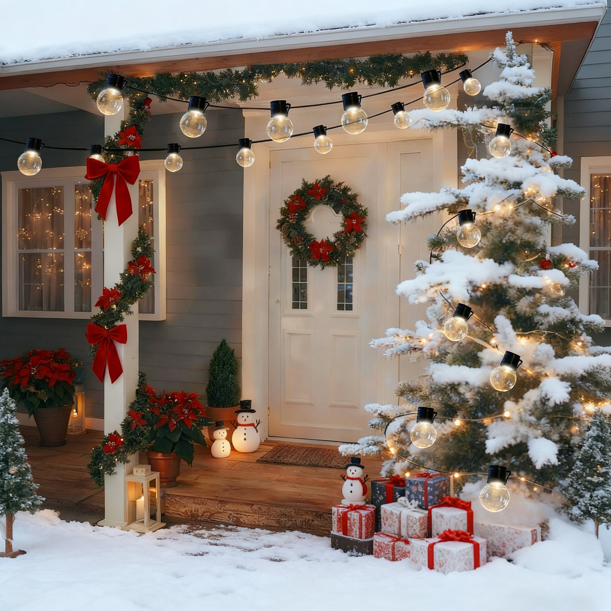 LUXEN Cadena de luces solares para exteriores de 10M, Impermeables con 40 Bombillas Estilo Edison LED Irrompibles de Luz Cálida (1W), para Patio - 2