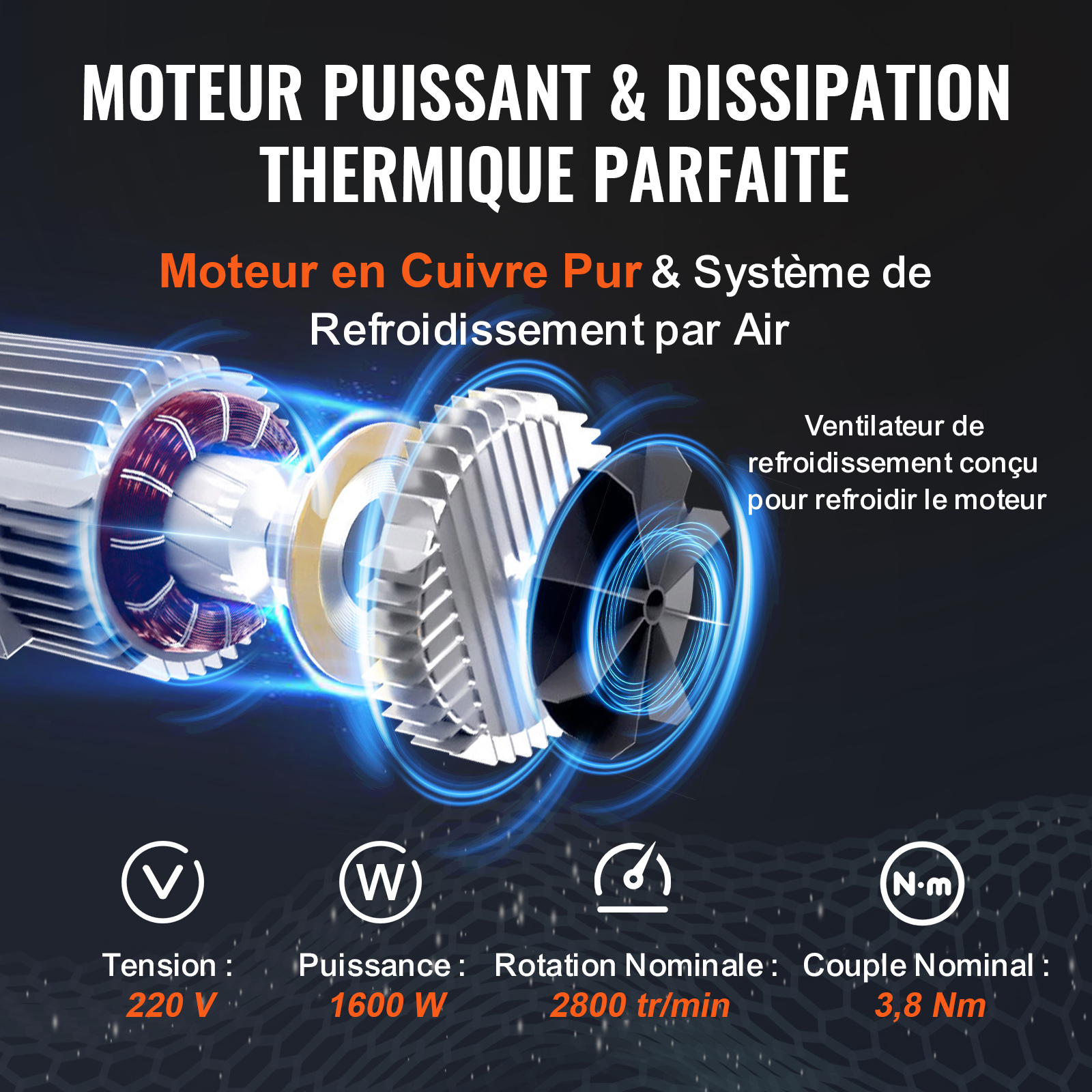 Treuil-Palan Électrique VEVOR 1000 kg 1600 W, Télécommande Sans Fil, 10 m/min, Câble 12 m, Moteur Cuivre Pur pour Garages, Entrepôts, Usines - 5