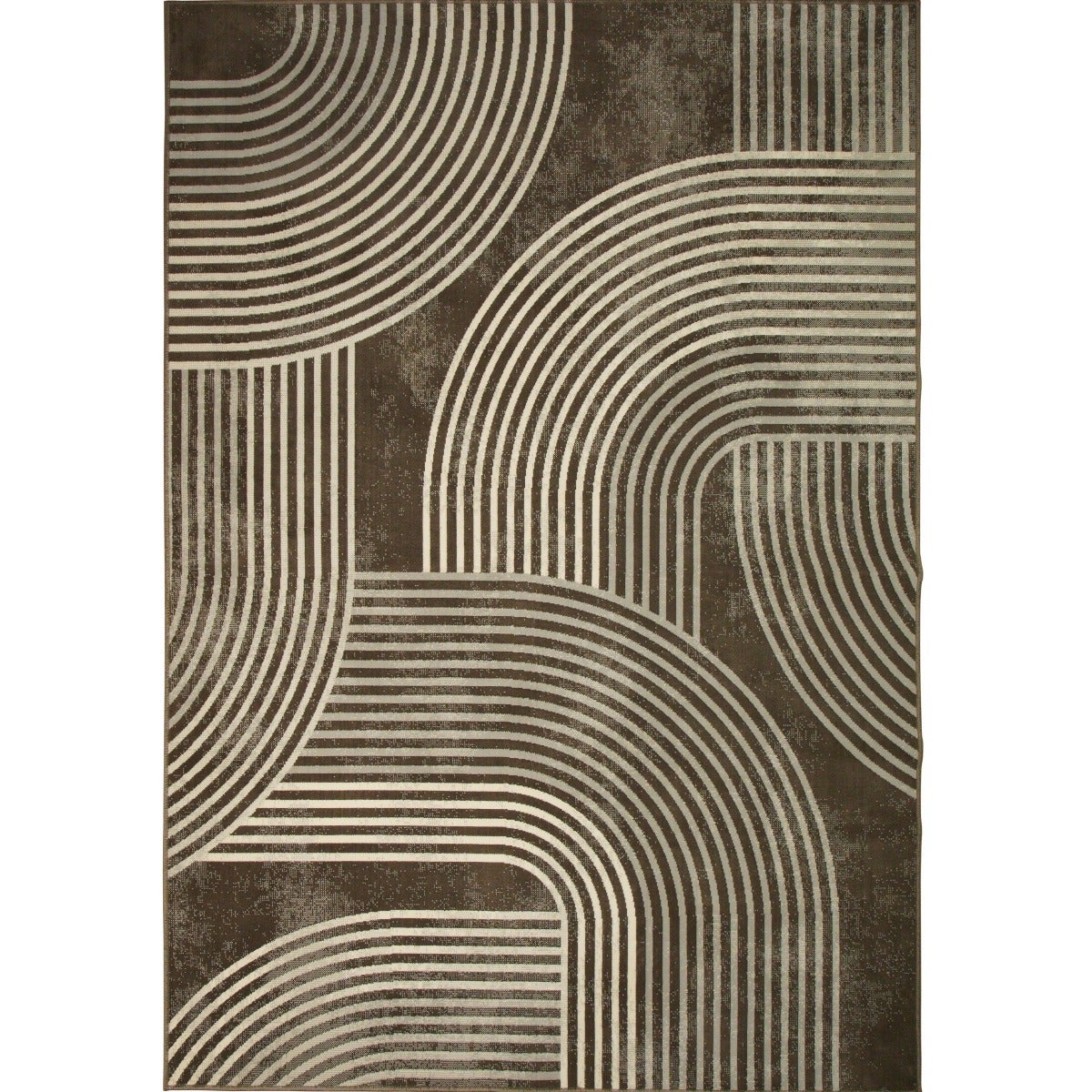 Tapis scandinave motif géométrique marron d'intérieur et d'extérieur 120x170 cm