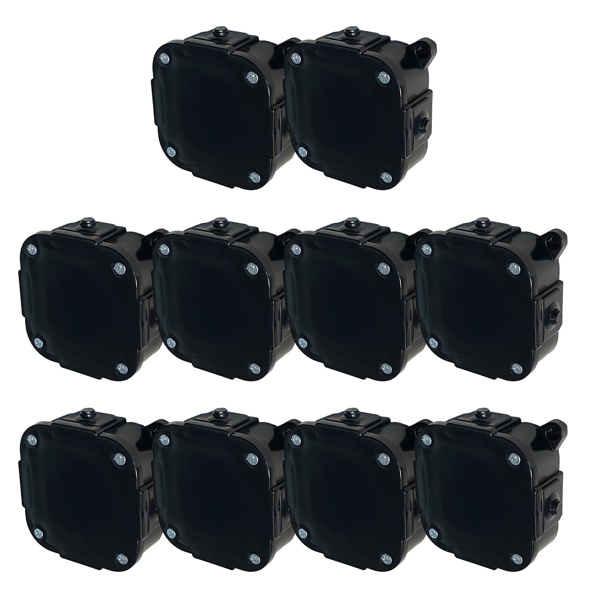 Puszka natynkowa hermetyczna 88x88x40mm 4-wlotowa, z zaciskami, zamknięcie "na wkręty" IP44, czarna EDO 10 szt.