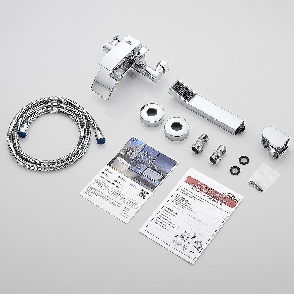 Mitigeur Baignoire Cascade avec Douche à Main/Flexible de douche 1,5m Robinet Douche Robinetterie mural Robinet de bain en Laiton Chrome,EU Modèle - 5