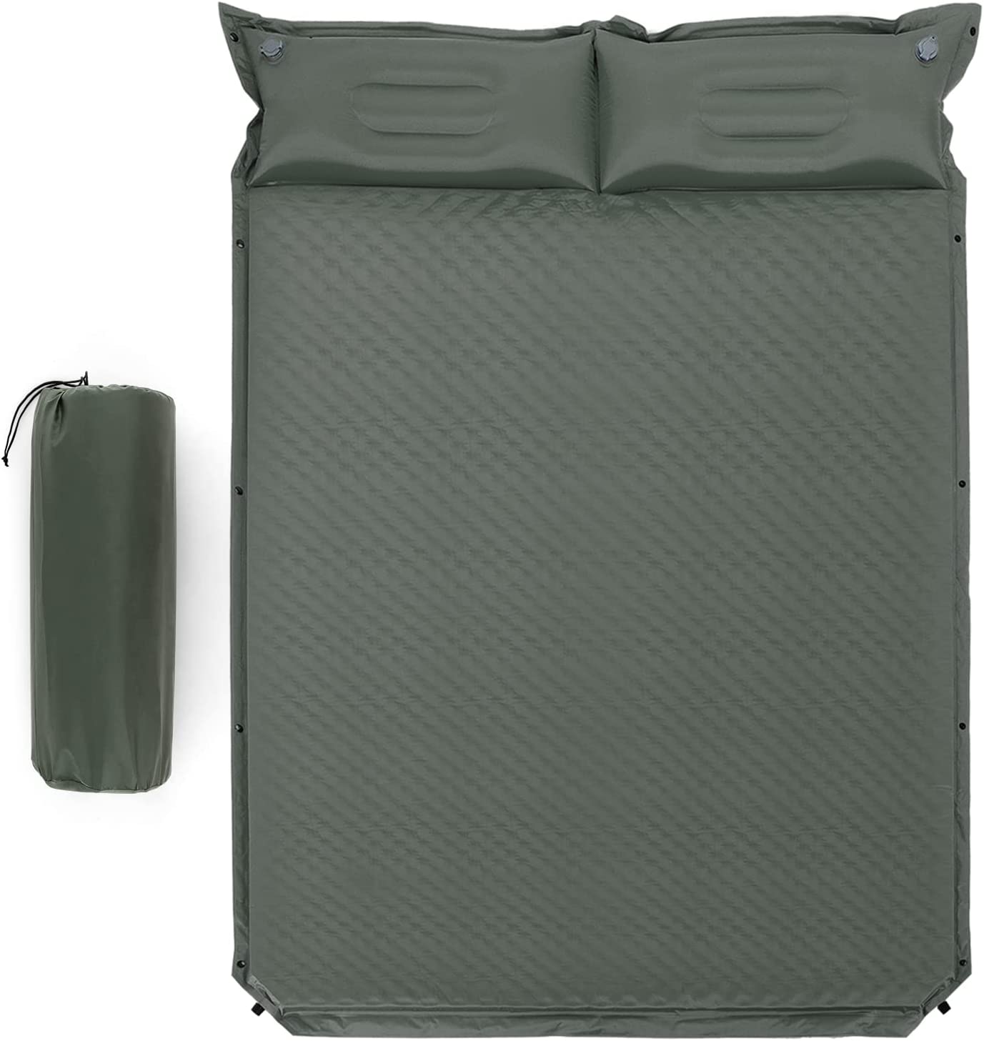 Materassino Autogonfiabile KingCamp Doppio 198x130x4 Cm Con 2 Cuscini – Per Campeggio E Trekking, Leggero E Resistente
